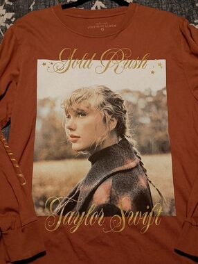 Taylor Swift Gold Rush Evermore Album L/S Tee Shirt - Size Medium